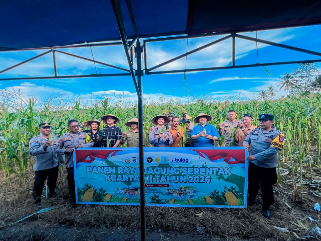 Polres Banggai Panen Raya Jagung. Kapolres Apresiasi Petani Toili